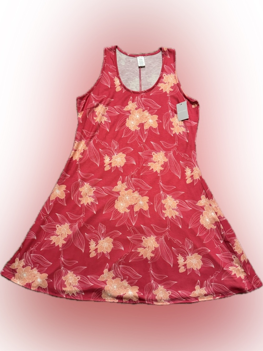 NWT West Loop Sz Medium Pink Orange Floral Scoop Neck Tank Dress or Coverup
